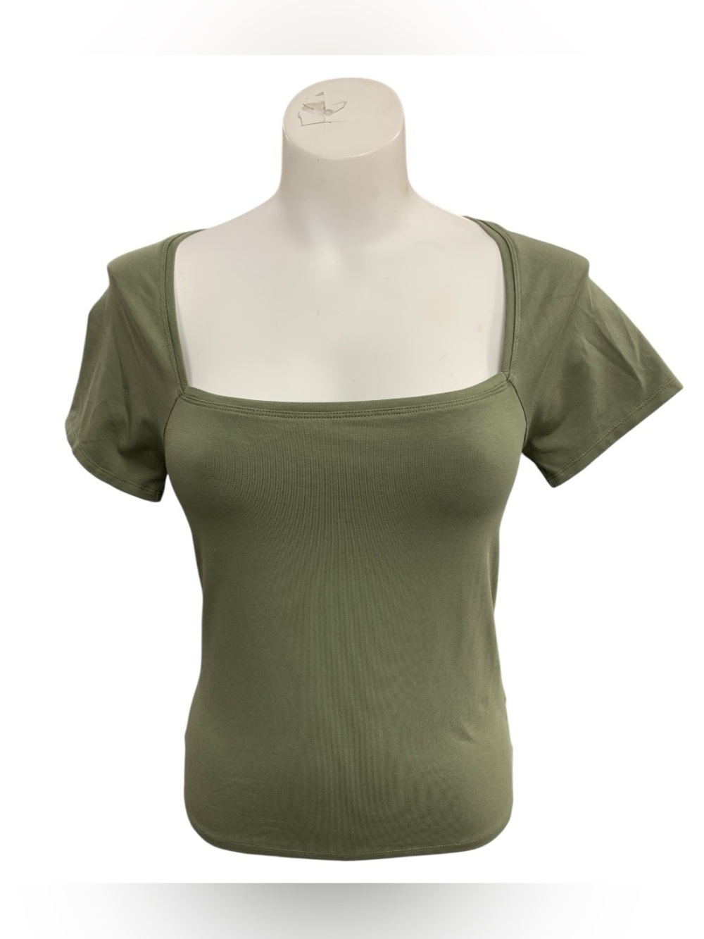 Everlane Olive Square-Neck Short Sleeve Top Size M